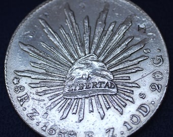 1889 FZ MEXICO Zacatecas 8 Reales Silbermünze