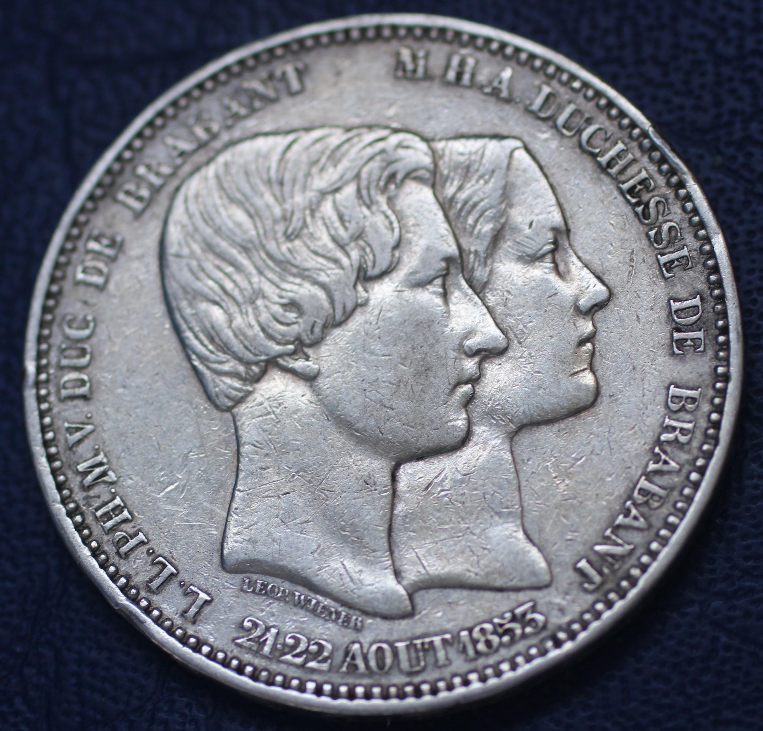 1853年 ベルギー国王レオポルド1世 5フラン銀貨 - Etsy 日本