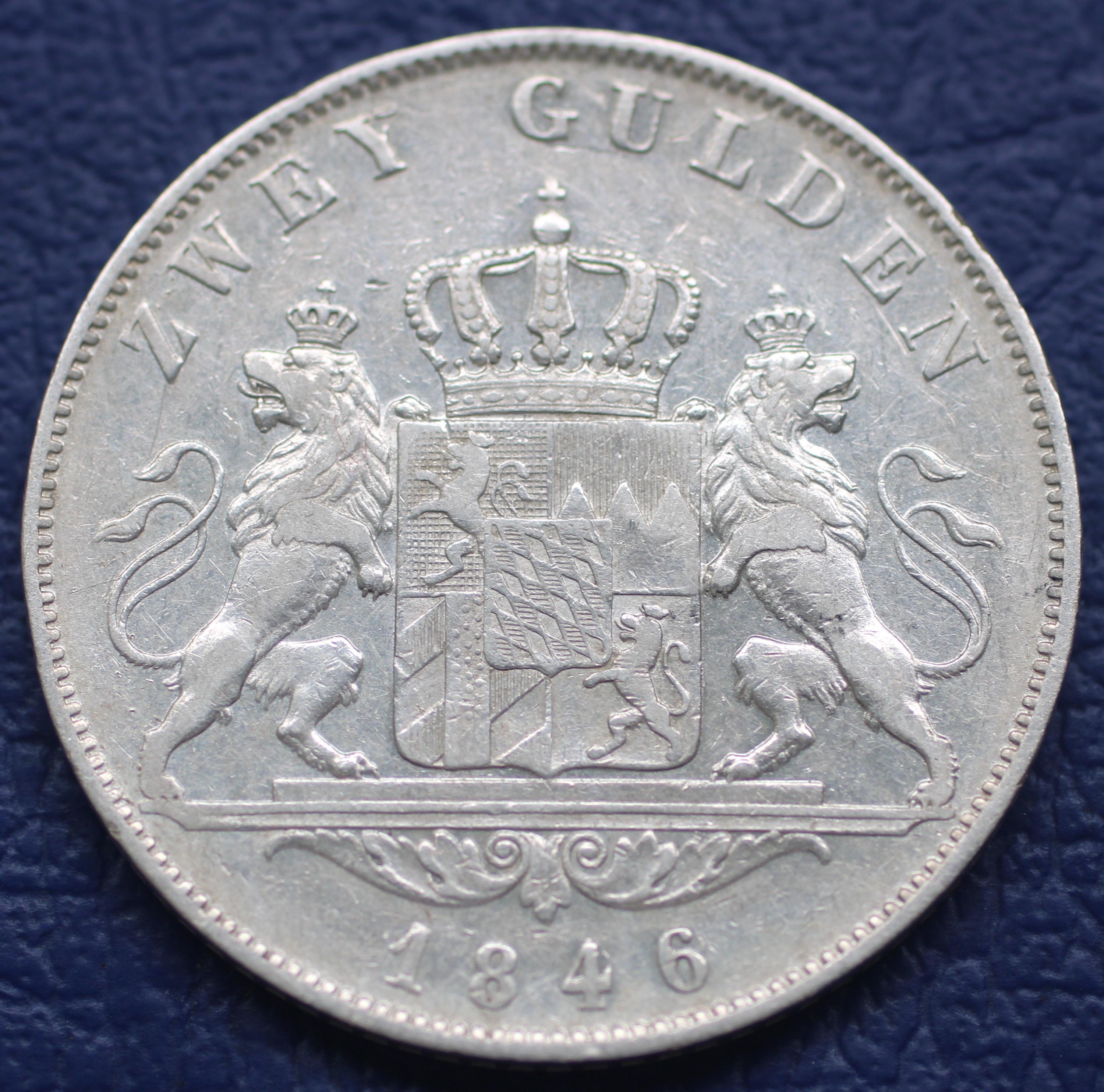 招*@様 1852年ドイツ バイエルン王国 2ガルデン銀貨マクシミリアン2世