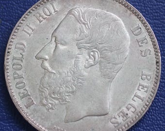 1873年 ベルギー 5フラン 銀貨 コレクターズ クラウンサイズ コイン