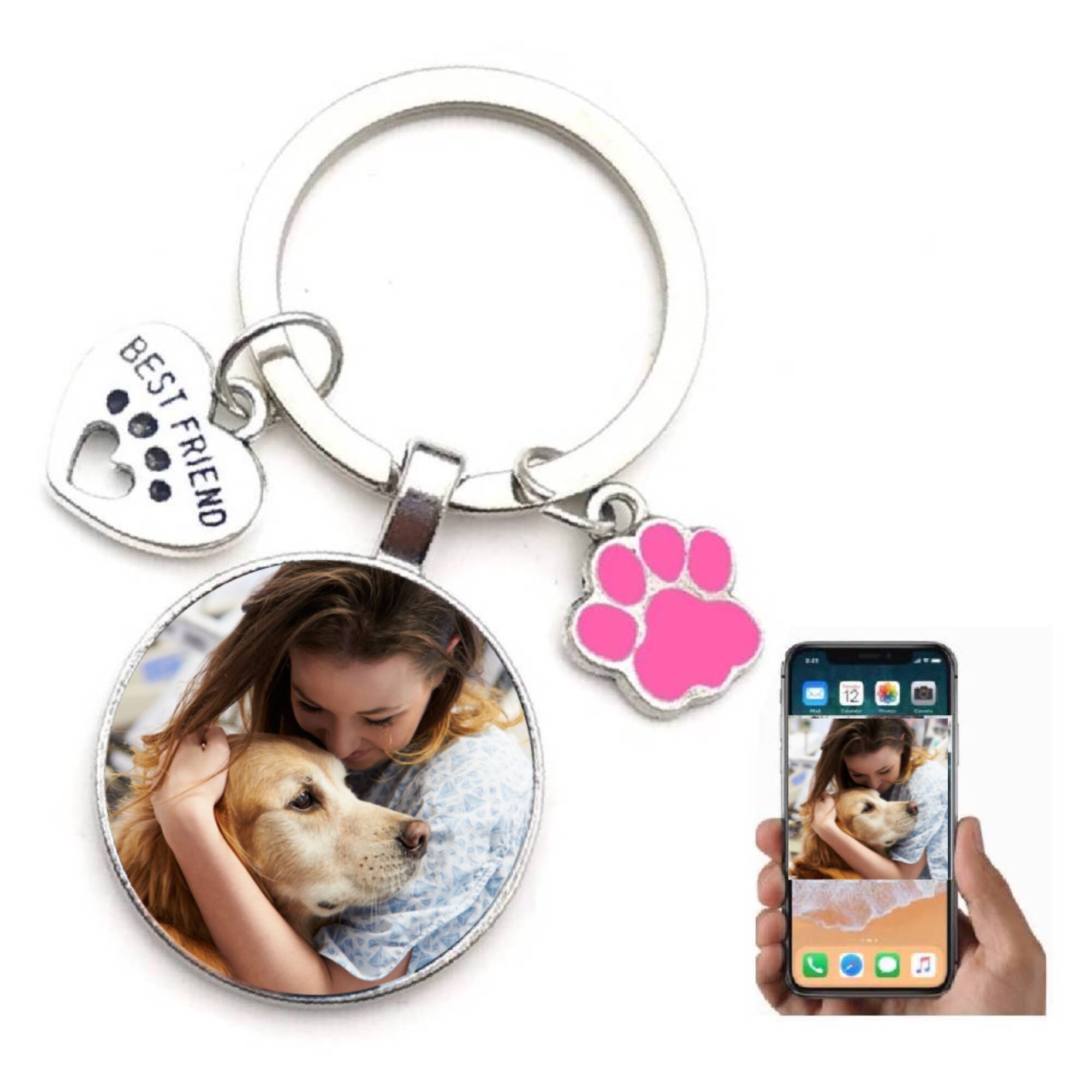 Custom Photo Keychain Personalized Keychain Keyring with Dog Etsy