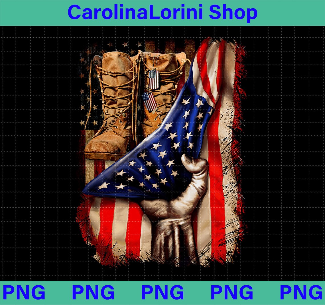 Veteran PNG Old Military Combat Boots with American Flag png | Etsy