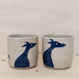 Espresso cup with whippet dog illustration, Italian greyhound, greyhound, hand painted sgraffito, ready to ship image 6