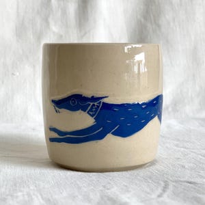 Hand-Painted Whippet Espresso Cup: Sgraffito Ceramic Coffee Cup image 8