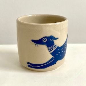 Espresso cup with whippet dog illustration, Italian greyhound, greyhound, hand painted sgraffito, ready to ship image 4