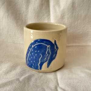 Hand-Painted Whippet Espresso Cup: Sgraffito Ceramic Coffee Cup image 4