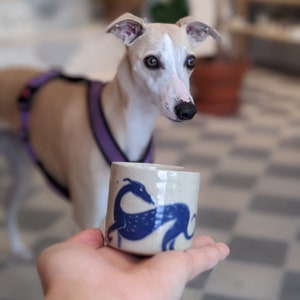 Espresso cup with whippet dog illustration, Italian greyhound, greyhound, hand painted sgraffito, ready to ship image 10