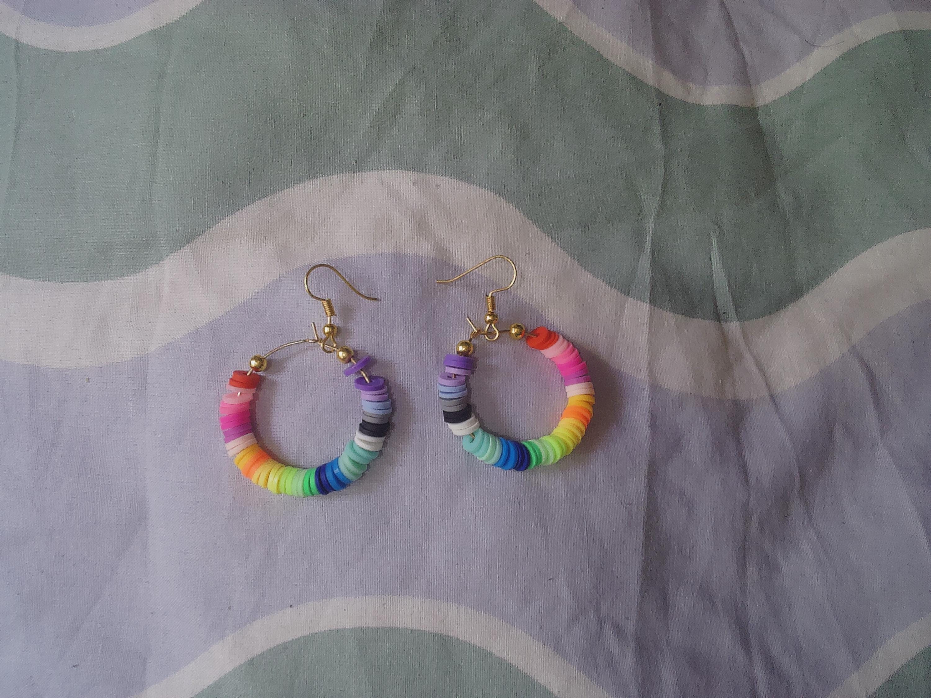 Handmade Polymer Clay Hoop Earrings – Lightweight Colorful or Neutral Boho Jewelry – Festival Earrings – Gift for Her – Statement Hoops - Thumbnail 6