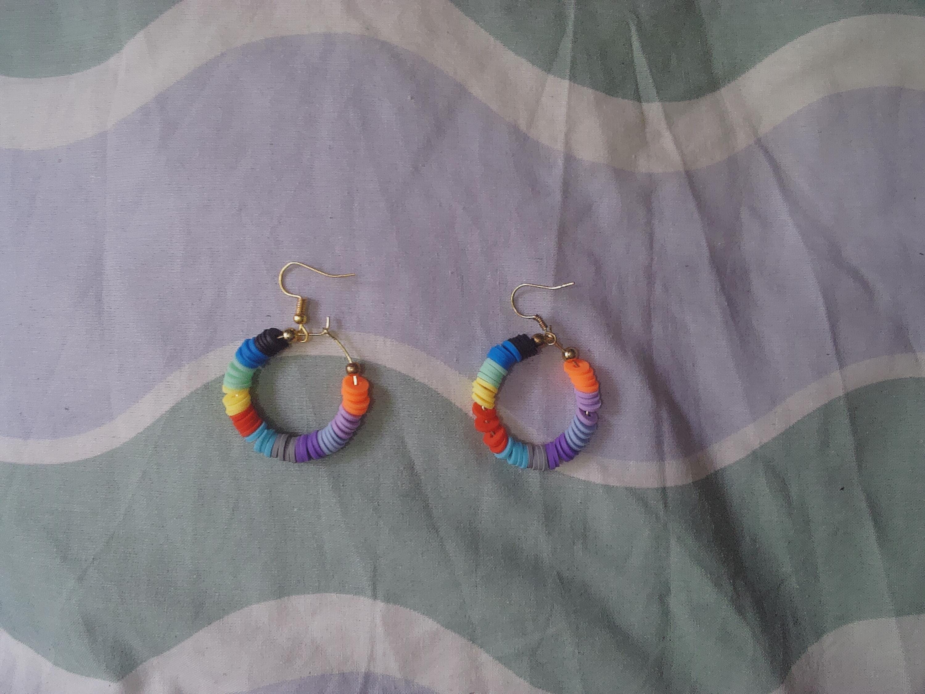 Handmade Polymer Clay Hoop Earrings – Lightweight Colorful or Neutral Boho Jewelry – Festival Earrings – Gift for Her – Statement Hoops - Thumbnail 5