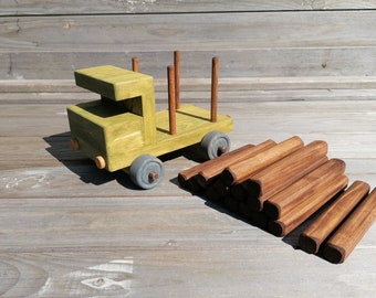 Wooden log truck, toy trucks, truck