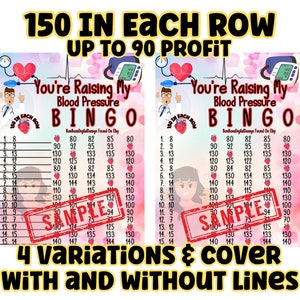 Raising My Blood Pressure 150 WTA PYP 15 Line Bingo Board
