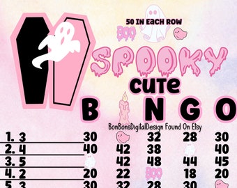 50 PYP Pro WTA 15 Line Bingo Board , Halloween Bingo , 50 In Each Row Bingo Board