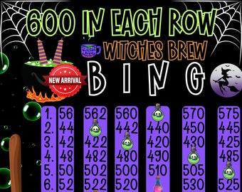 Halloween 600 In Each Row Profit PYP HR 15 Line Bingo Board