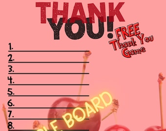 Thank You 15 Line Bingo Board, Appreciation Bingo Board