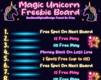 Magic Unicorn PYP Freebie Bingo Board, Customer Appreciation Bingo Board, Thank you Bingo