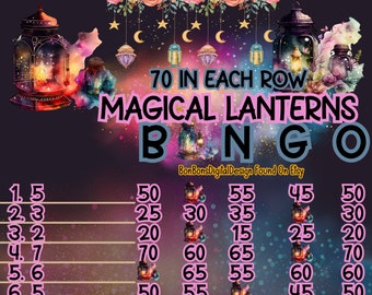 70 in each row WTA PYP Profit Magical Lanterns 15 Line Bingo Board