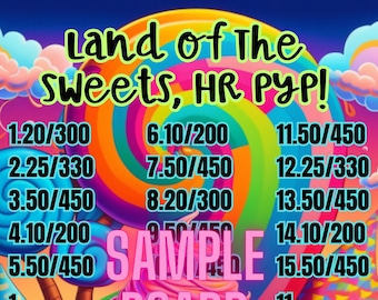 Land Of The Sweets High Roller PYP 15 Line Bingo Board, Pick Your Pay Bingo Board