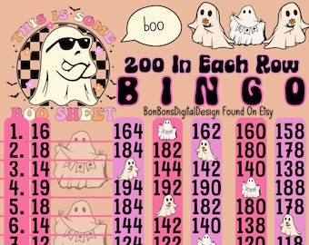 200 PYP Small Profit WTA This Is Some Boo 15 Line Bingo Board , 200 In Each Row Halloween Bingo