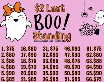 Last Boo Standing 75 Ball Bingo Board , Halloween Bingo