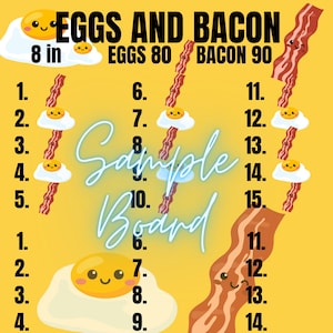 Eggs And Bacon 15 Line Bingo Board, Bingo PYP, Pick Your Pay, Fun Bingo Game