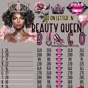 280 PYP Small Profit WTA Beauty Queen 15-zeiliges Bingobrett, 280 in jeder Reihe Bingo