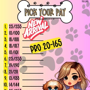 ミックス PYP プロ WTA 15 ライン ビンゴ ボード、Pick Your Pay ビンゴ