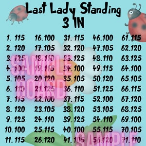 Last Lady Standing 75 Ball Bingo, Last Man Standing