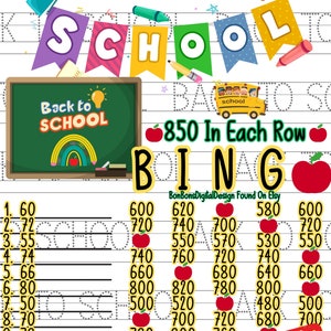 850 HR PYP 15 Line Bingo Board, 850 in jeder Reihe Back To School Bingo Board