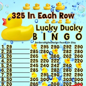 Planche de bingo-test 325 PYP Pro WTA 15 lignes, bingo virtuel Lucky Ducky