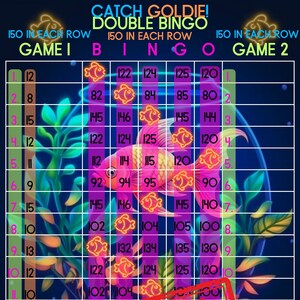 Doppel Bingo 150 WTA PYP 15 Linien Bingo Board, Neon Dual Bingo