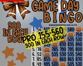 Football 900 In Each Row Profit PYP HR 15 Line Bingo Board