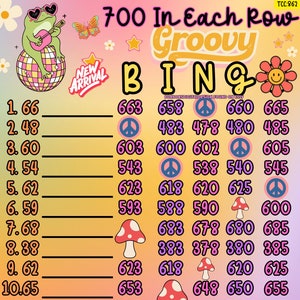 Tablero de bingo Groovy 700 en cada fila de 15 líneas, tablero de bingo PYP PRO WTA de 700, bingo para grandes apostadores, bingo de verano, bingo profesional divertido