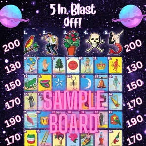 Blast Off Loteria Board, Custom Loteria, Bingo Boards, Mexican Bingo