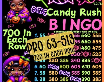 Bingo 700 Profit PYP HR 15 Line Bingo Board, Multi Win Bingo, Neon Halloween Bingo
