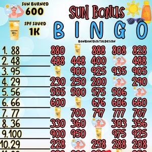 Planche de bingo-test Summer, 1 kilomètre ou 600 par rangée, petit profit, 15 lignes, Bingo de l'heure d'été, High Roller HR PP
