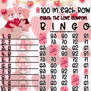 Panneau de bingo à 15 lignes PYP Pro WTA, 100 bingo par rangée, plateau de bingo pour la Saint-Valentin