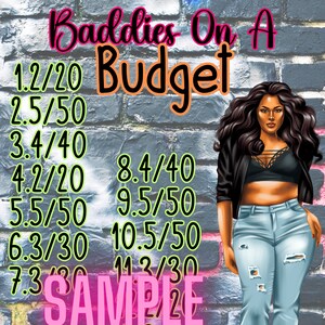 Baddies On A Budget PYP 15 Line Bingo Board