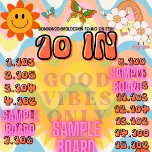 Groovy 10 IN Pick Your Pay 15 Line Bingo Board, Groovy Bingo Board