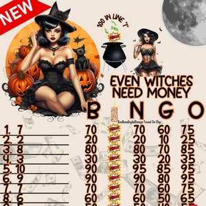 100 WTA PYP Hexen brauchen Geld 15 Line Bingo Board, 100 in jeder Reihe Bingo