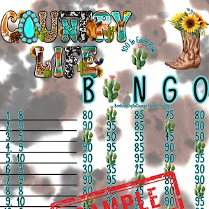 100 dans chaque rangée WTA Country 15 Line Bingo Board
