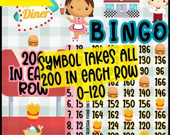 Diner 200 In Each Row Profit PYP HR 15 Line Bingo Board
