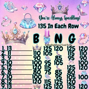 Planche de bingo Pro PYP WTA Always Sparkling de 15 lignes, 125 lignes