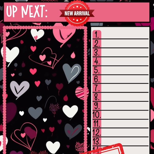 Bingo Host Organizer Template For 15 Line Bingo Board , WTA PYP pro HR Bingo, Valentines Day Template