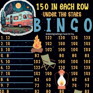 150 PYP pro WTA 15 Line Bingo Board , Camping Bingo