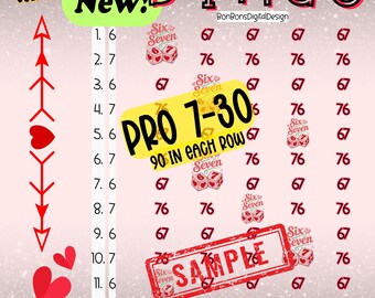 67 PYP Pro WTA 15 Line Bingo Board , Valentines Day 90 In Each Row Bingo