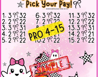 Spooky Boo Low Mix PYP 15 Line Bingo Board, PYP Bingo Board, Halloween Bingo, Pick Your Pay Bingo, Low In Bingo
