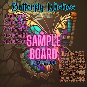 Butterfly Wishes HR PYP 15 Line Vibrant Bingo Board , High Roller Bingo Boards