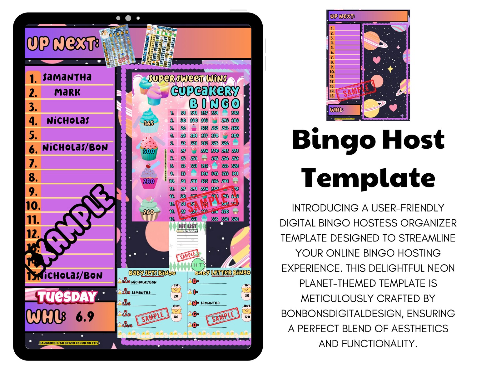 Bingo Host Organizer Template for 15 Line Bingo Board , WTA PYP Pro HR ...