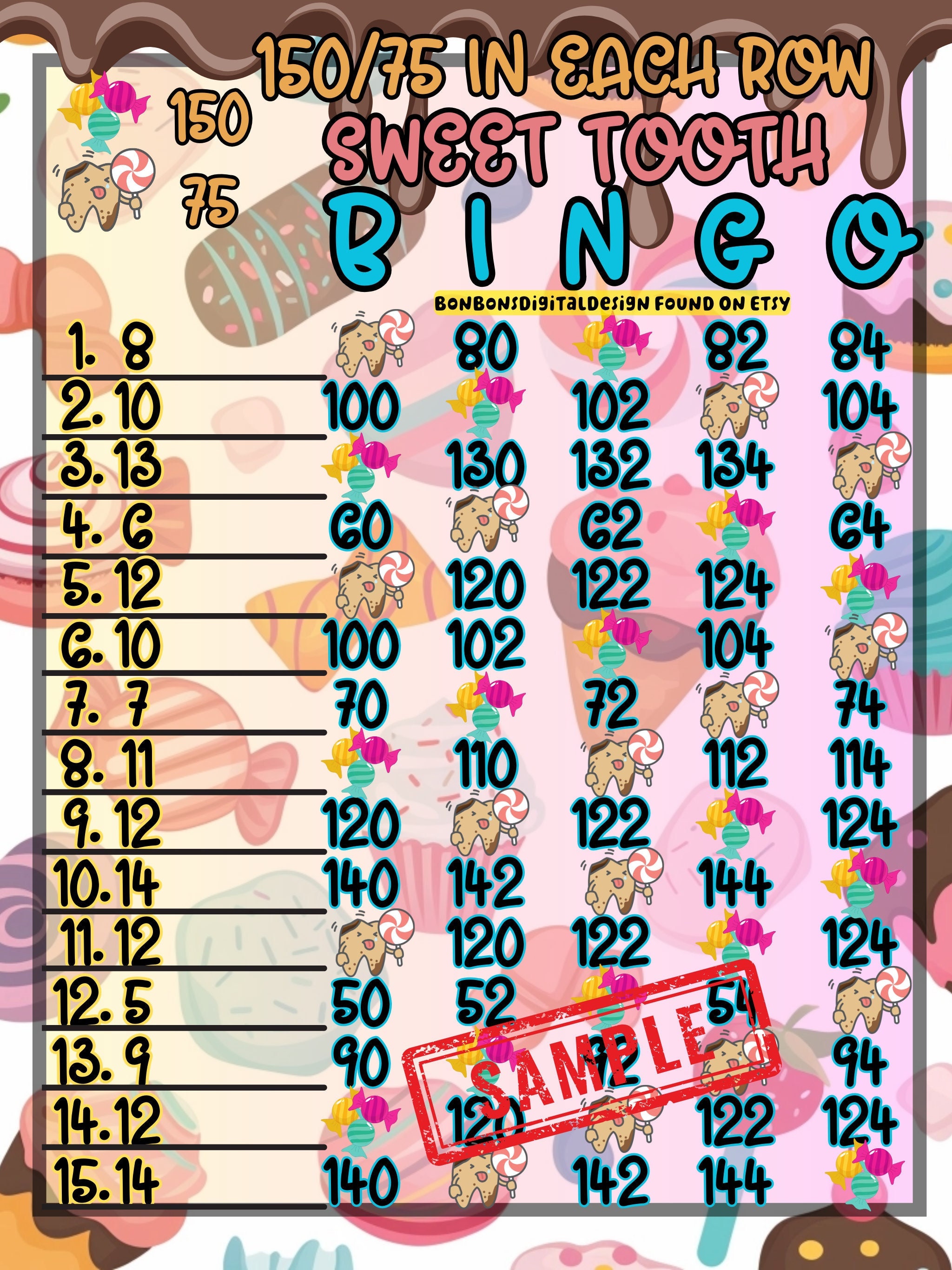 12 Biglietti Sure Tip Boards Per Bingo/Raffle - Modello #120