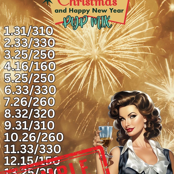 HR PYP Bingo PYP Happy New Years 15 Line pyp Bingo Board, New Years Bingo Board